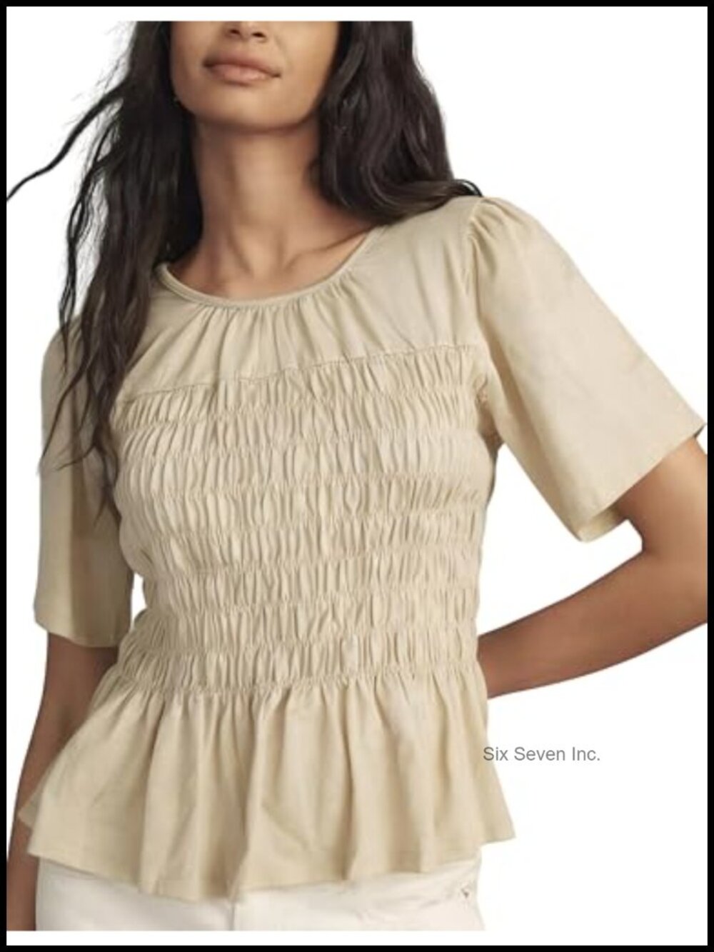 Womens Peplum Babydoll Top Ruffle Hem Flowy Short Sleeve Blouse